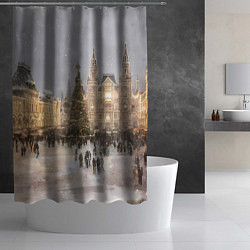 Шторка для душа Новогодние гуляния в Москве, цвет: 3D-принт — фото 2