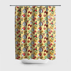Шторка для душа Новогодний паттерн, цвет: 3D-принт