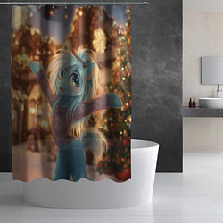 Шторка для душа Лошадка отмечает новый год, цвет: 3D-принт — фото 2