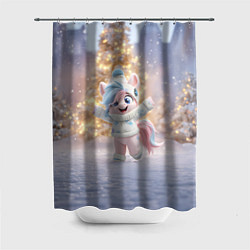 Шторка для душа Маленькая лошадка встречает Новый год, цвет: 3D-принт