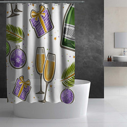 Шторка для душа Новогодний вайб, цвет: 3D-принт — фото 2