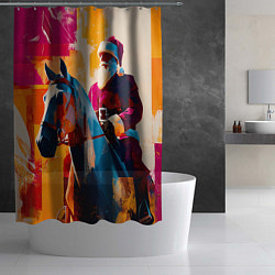 Шторка для душа Дед Мороз на коне, цвет: 3D-принт — фото 2