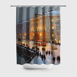 Шторка для душа Предновогодний Санкт-Петербург, цвет: 3D-принт