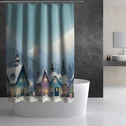 Шторка для душа Новогодние дома, цвет: 3D-принт — фото 2
