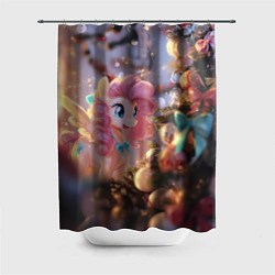 Шторка для душа Милая новогодняя лошадка с крыльями, цвет: 3D-принт