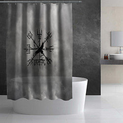 Шторка для душа Мистический ворон в руническом компасе вегвизир, цвет: 3D-принт — фото 2