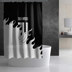Шторка для душа Ювентус огонь текстура, цвет: 3D-принт — фото 2