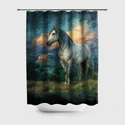 Шторка для душа Конь маслом, цвет: 3D-принт