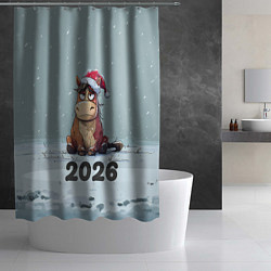 Шторка для душа Уставшая лошадка 2026, цвет: 3D-принт — фото 2