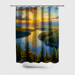 Шторка для душа Золотой путь реки, цвет: 3D-принт