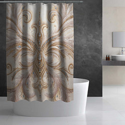 Шторка для душа Перламутровый орнамент с перьями, цвет: 3D-принт — фото 2