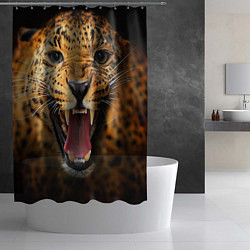 Шторка для душа Рык леопарда, цвет: 3D-принт — фото 2