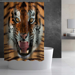 Шторка для душа Взгляд тигра, цвет: 3D-принт — фото 2