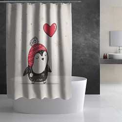Шторка для душа Влюбленный пингвин, цвет: 3D-принт — фото 2