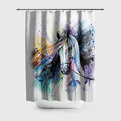 Шторка для душа Акварельная лошадь, цвет: 3D-принт