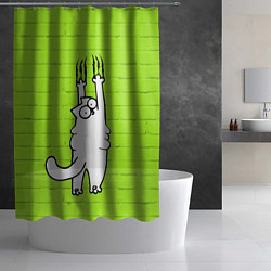 Шторка для душа Кот Симон на стене, цвет: 3D-принт — фото 2