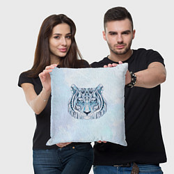 Подушка квадратная Расписная голова тигра, цвет: 3D-принт — фото 2