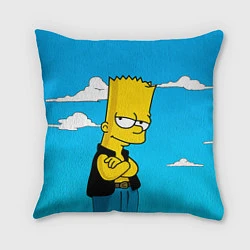 Подушка квадратная Задумчивый Барт, цвет: 3D-принт