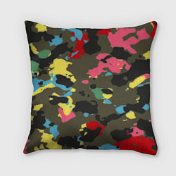 Подушка квадратная Цветной камуфляж, цвет: 3D-принт