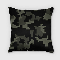 Подушка квадратная Камуфляж пиксельный: черный/серый, цвет: 3D-принт