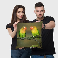 Подушка квадратная Два попугая, цвет: 3D-принт — фото 2