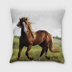 Подушка квадратная Бегущая лошадь, цвет: 3D-принт