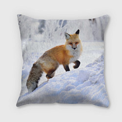 Подушка квадратная Лисица в снегу, цвет: 3D-принт