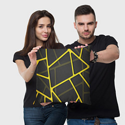 Подушка квадратная Желтая сетка, цвет: 3D-принт — фото 2