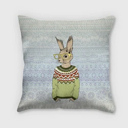 Подушка квадратная Кролик хипстер, цвет: 3D-принт