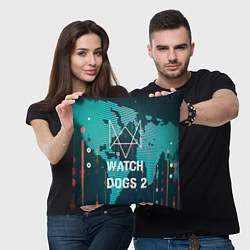 Подушка квадратная Watch Dogs 2: Network Hack, цвет: 3D-принт — фото 2