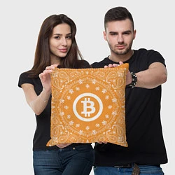 Подушка квадратная Bitcoin Mandala, цвет: 3D-принт — фото 2
