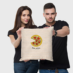 Подушка квадратная One Love - One pizza, цвет: 3D-принт — фото 2