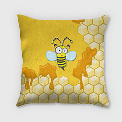 Подушка квадратная Веселая пчелка, цвет: 3D-принт