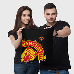 Подушка квадратная FC Man United: Black Exclusive, цвет: 3D-принт — фото 2