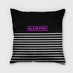 Подушка квадратная Black Pink: White Stripes, цвет: 3D-принт