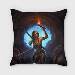 Подушка квадратная Tomb Raider: Cave, цвет: 3D-принт