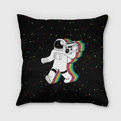 Подушка квадратная Космонавт с магнитофоном, цвет: 3D-принт