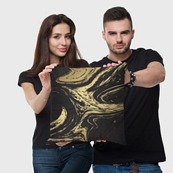 Подушка квадратная Золотой мрамор, цвет: 3D-принт — фото 2