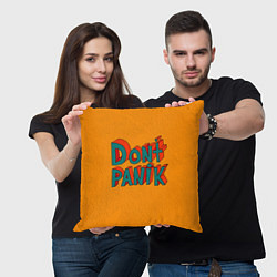 Подушка квадратная Do not panic - 3D lettering, цвет: 3D-принт — фото 2