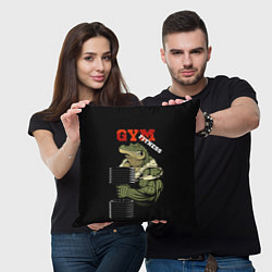 Подушка квадратная GYM fitness crocodile, цвет: 3D-принт — фото 2