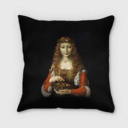 Подушка квадратная Девушка с вишнями, цвет: 3D-принт