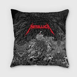 Подушка квадратная Metallica птица на черепах, цвет: 3D-принт