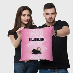 Подушка квадратная Billie Eilish: Pink Mood, цвет: 3D-принт — фото 2