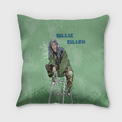 Подушка квадратная Billie Eilish: Green Motive, цвет: 3D-принт