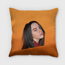 Подушка квадратная BILLIE EILISH: Orange Mood, цвет: 3D-принт