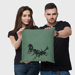 Подушка квадратная Черные кони, цвет: 3D-принт — фото 2