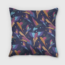 Подушка квадратная Райские попугаи, цвет: 3D-принт