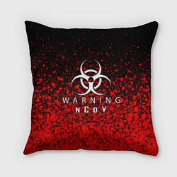 Подушка квадратная Warning NCoV, цвет: 3D-принт