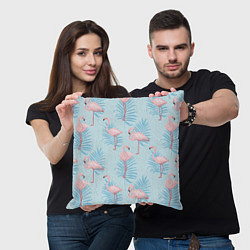Подушка квадратная Арт с розовым фламинго, цвет: 3D-принт — фото 2