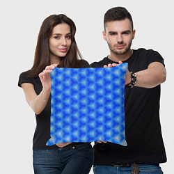 Подушка квадратная Синие соты, цвет: 3D-принт — фото 2